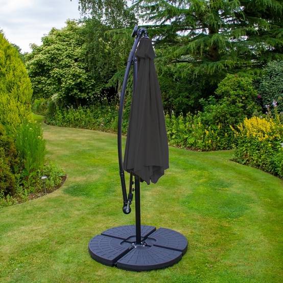 Monstershop - Parasol Gris 3m avec LED's Intégrés avec Base Ronde - Image 4