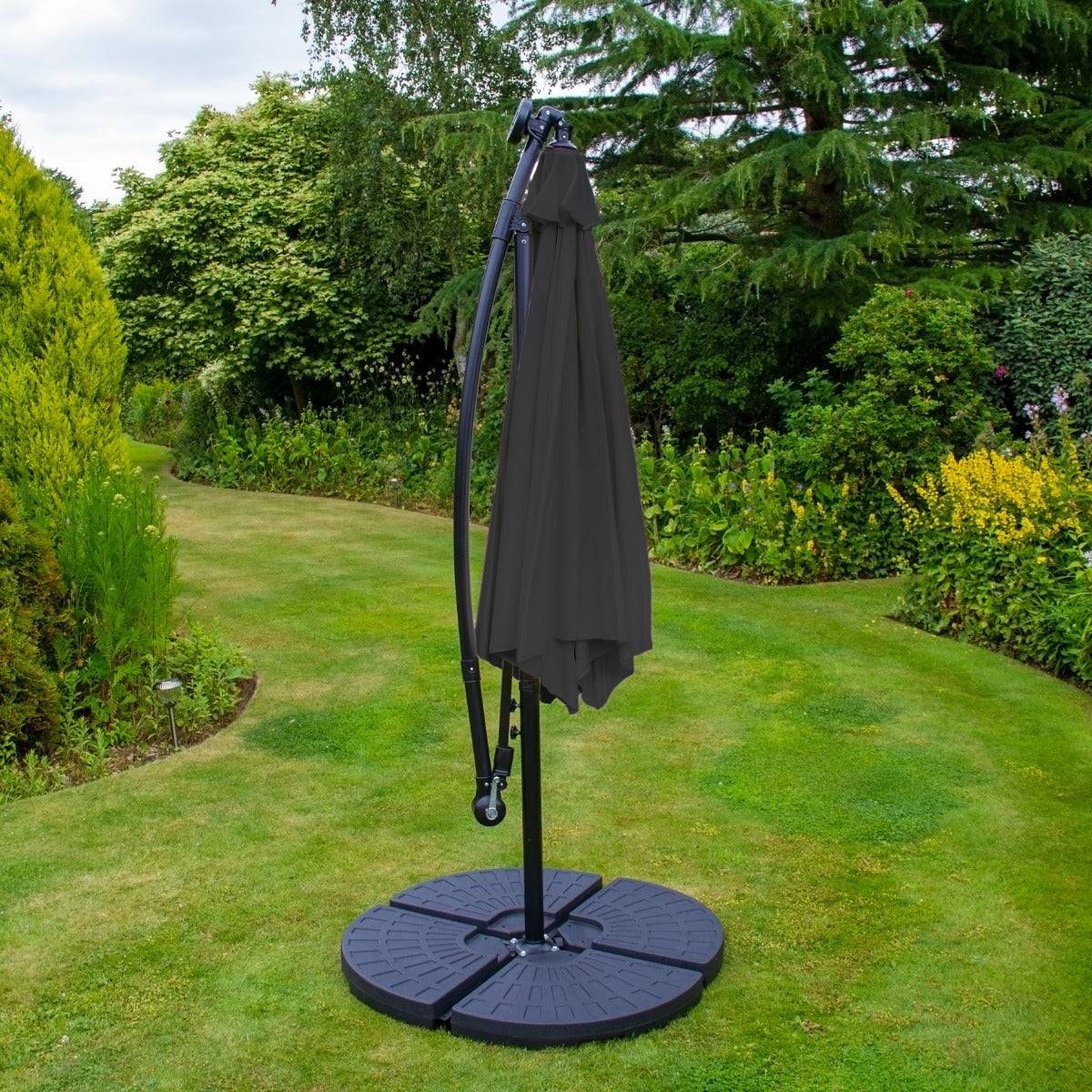 Monstershop - Parasol Gris 3m avec LED's Intégrés avec Base Ronde - Image 4