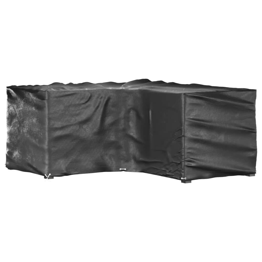 Lot de 2 Bâches de Protection en L pour Salon de Jardin PE Anti-UV Imperméable Extérieur Noir 185x185x90 cm – ComfortXL Outdoor Living - Image 2