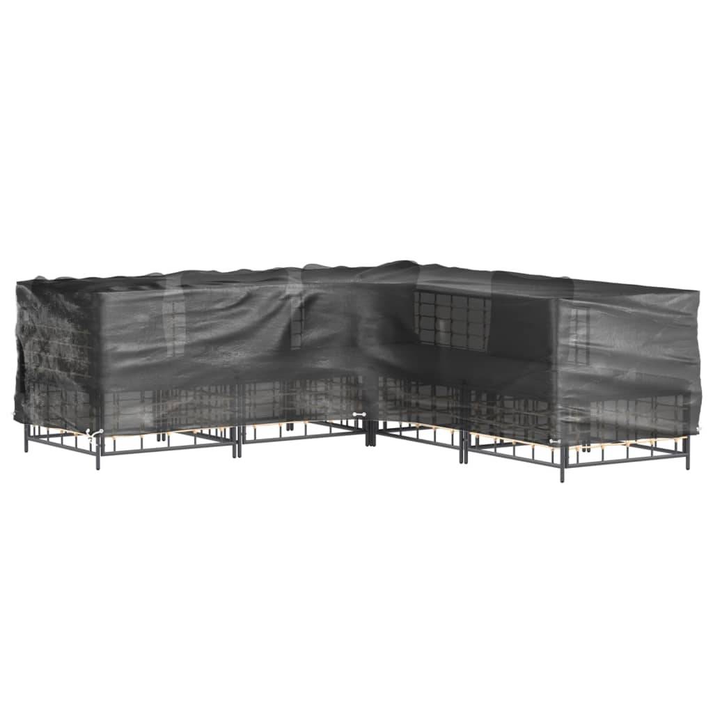 Lot de 2 Bâches de Protection en L pour Salon de Jardin PE Anti-UV Imperméable Extérieur Noir 185x185x90 cm – ComfortXL Outdoor Living - Image 7
