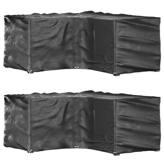 Lot de 2 Bâches de Protection en L pour Salon de Jardin PE Anti-UV Imperméable Extérieur Noir 185x185x90 cm – ComfortXL Outdoor Living - Image 1