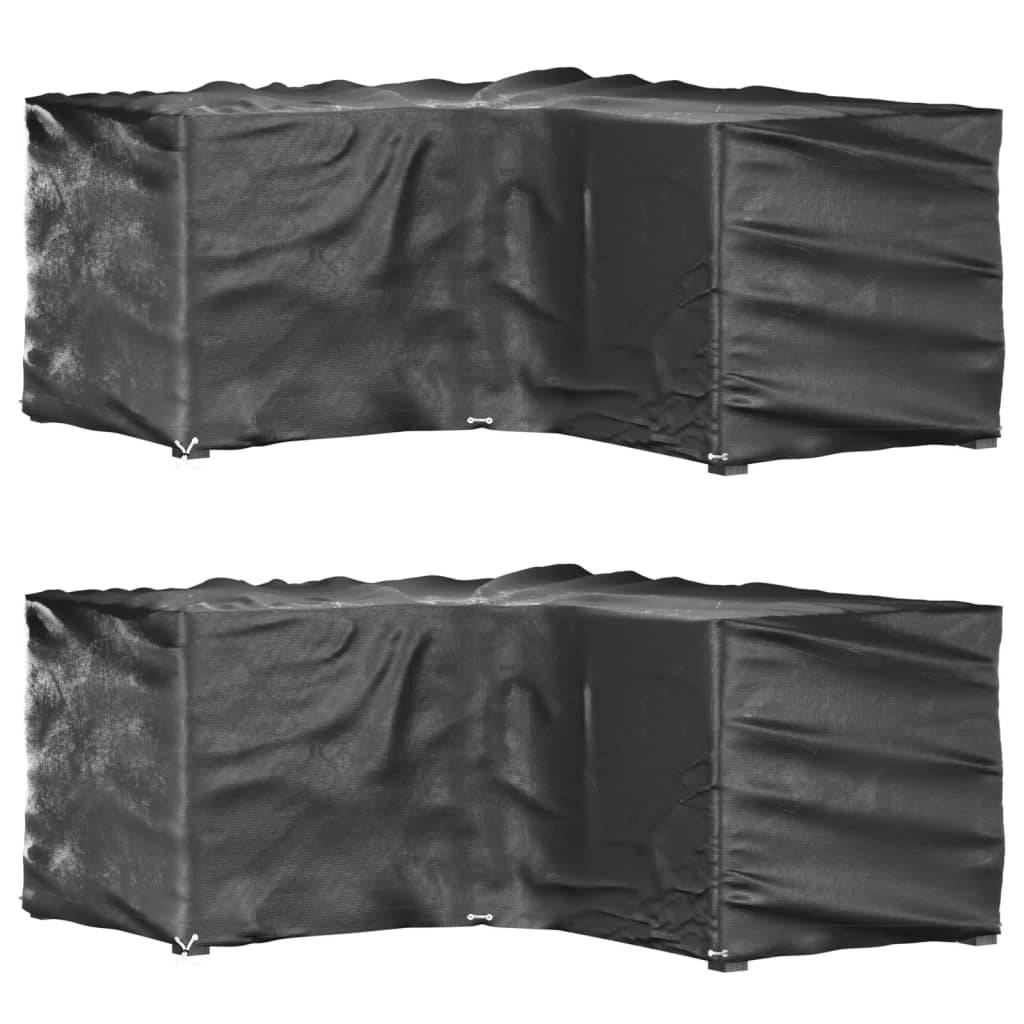 Lot de 2 Bâches de Protection en L pour Salon de Jardin PE Anti-UV Imperméable Extérieur Noir 185x185x90 cm – ComfortXL Outdoor Living - Image 1
