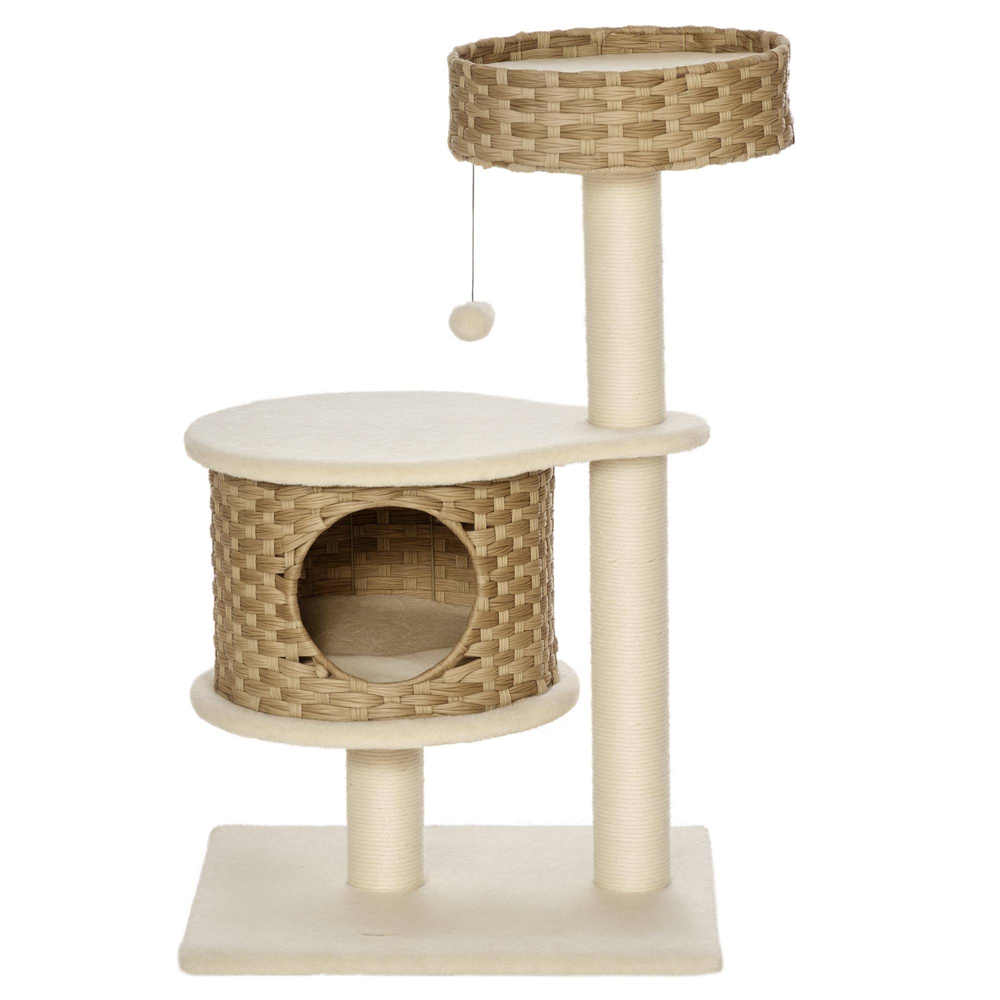 Arbre à chat rotin PE et sisal naturel et beige 55 x 47 x 95 cm - PANGIVO