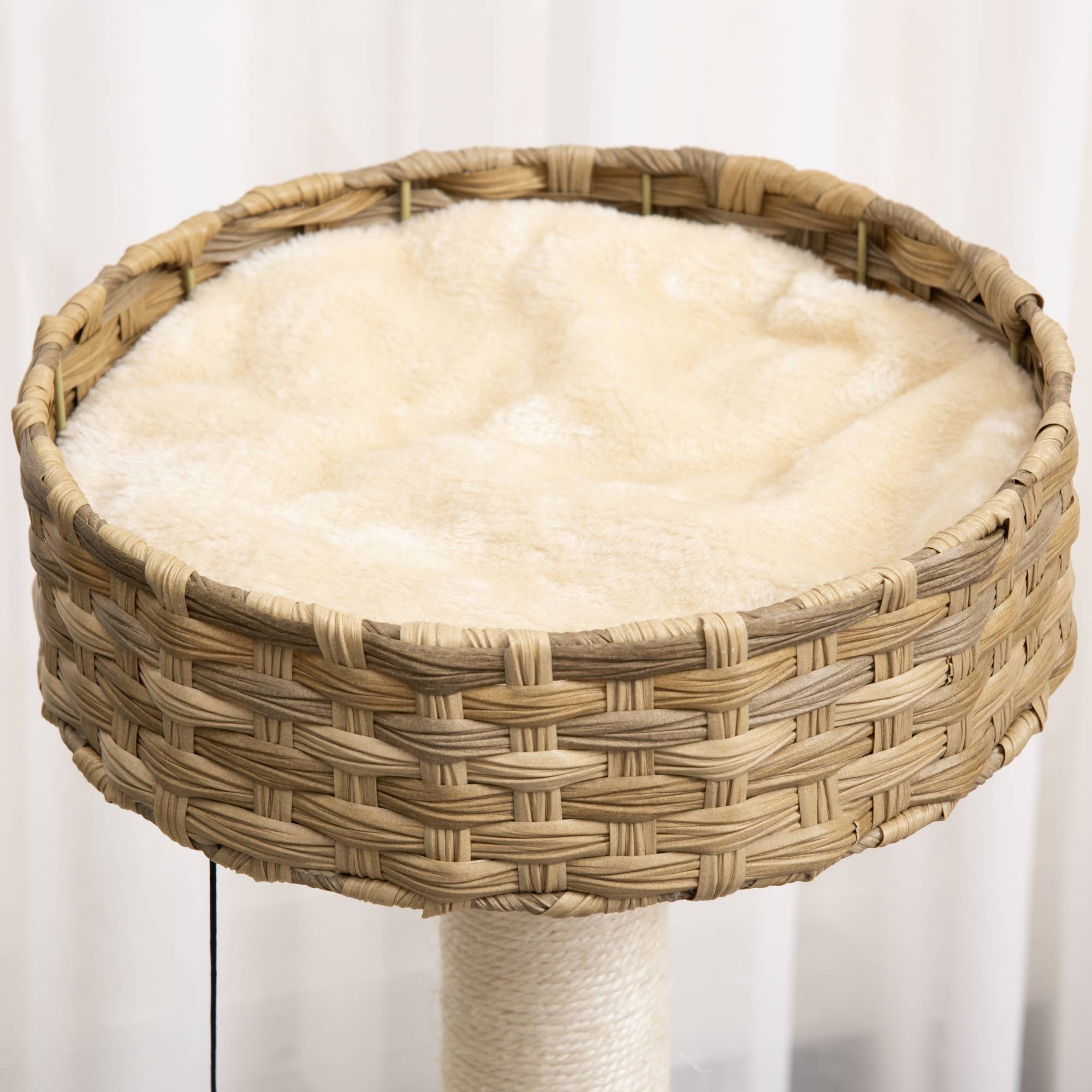 Arbre à chat rotin PE et sisal naturel et beige 55 x 47 x 95 cm - PANGIVO - Image 9