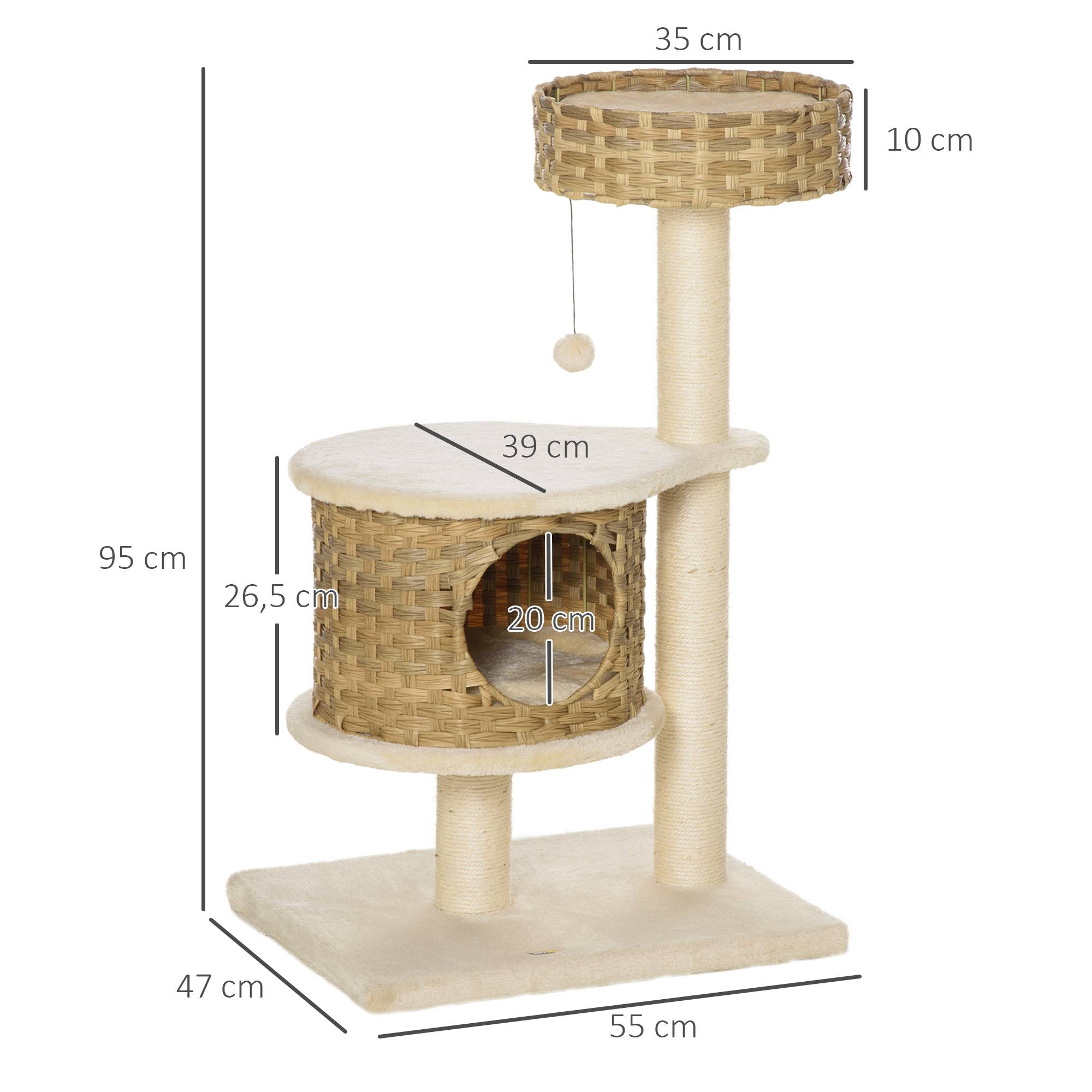 Arbre à chat rotin PE et sisal naturel et beige 55 x 47 x 95 cm - PANGIVO - Image 5