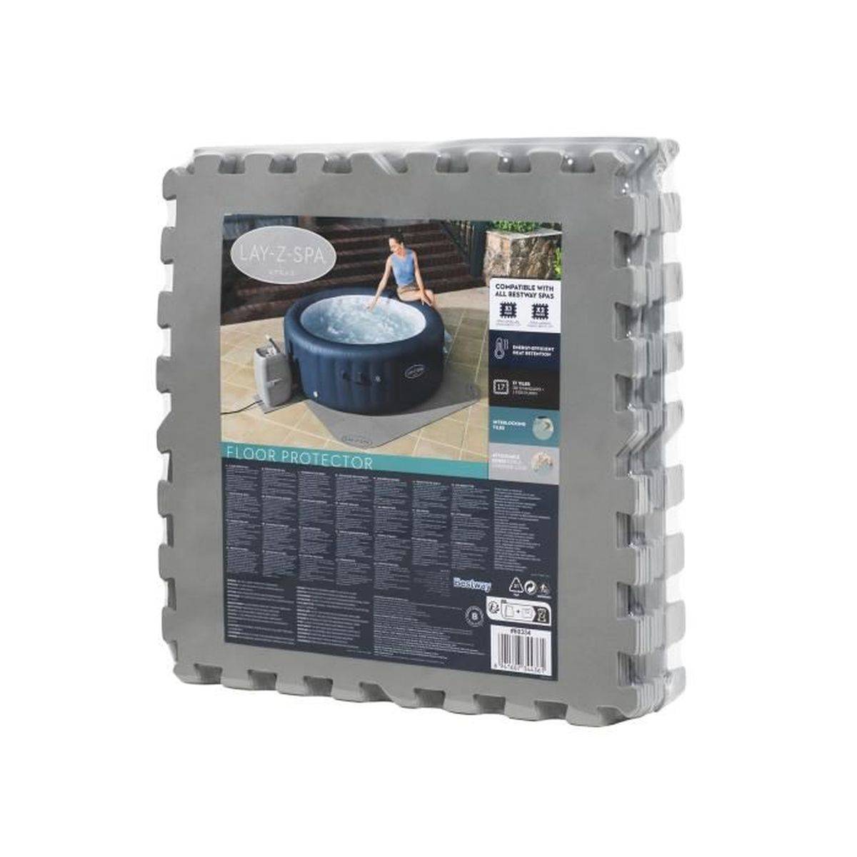 Bestway - Dalle de protection spa gonflable Lay-Z-Spa 196 x 196 cm, polyéthylène gris, kit 17 pièces, Bestway - Image 6