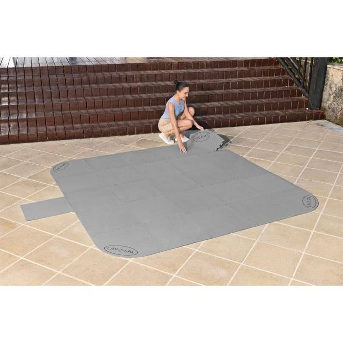 Bestway - Dalle de protection spa gonflable Lay-Z-Spa 196 x 196 cm, polyéthylène gris, kit 17 pièces, Bestway - Image 2