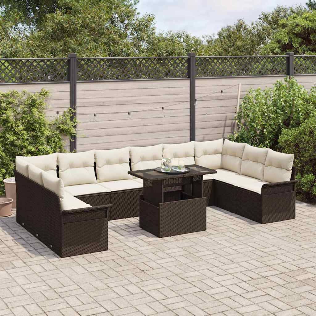 Vidaxl - Ensemble de canapé de jardin 11 pcs Marron Poly rotin vidaXL 3348354 - Image 4