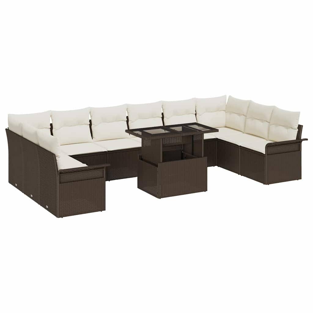 Vidaxl - Ensemble de canapé de jardin 11 pcs Marron Poly rotin vidaXL 3348354 - Image 2