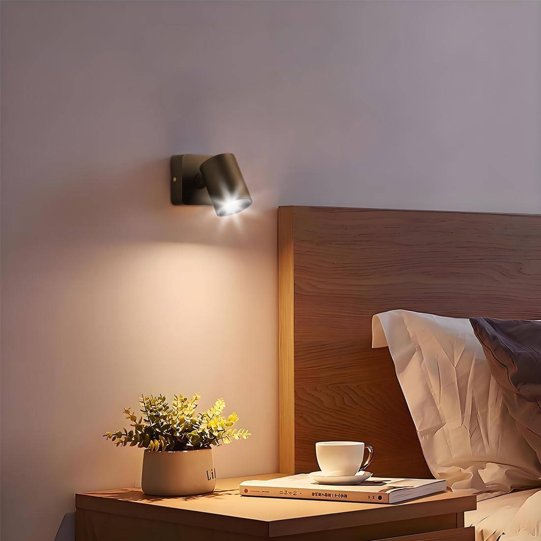 8 in 1 - Applique Murale Intérieur LED 5W Tactile Dimmable Rotatif 350° 3000K Blanc Chaud pour Salon Chambre Escalier Couloir Bureau Noir - Image 5