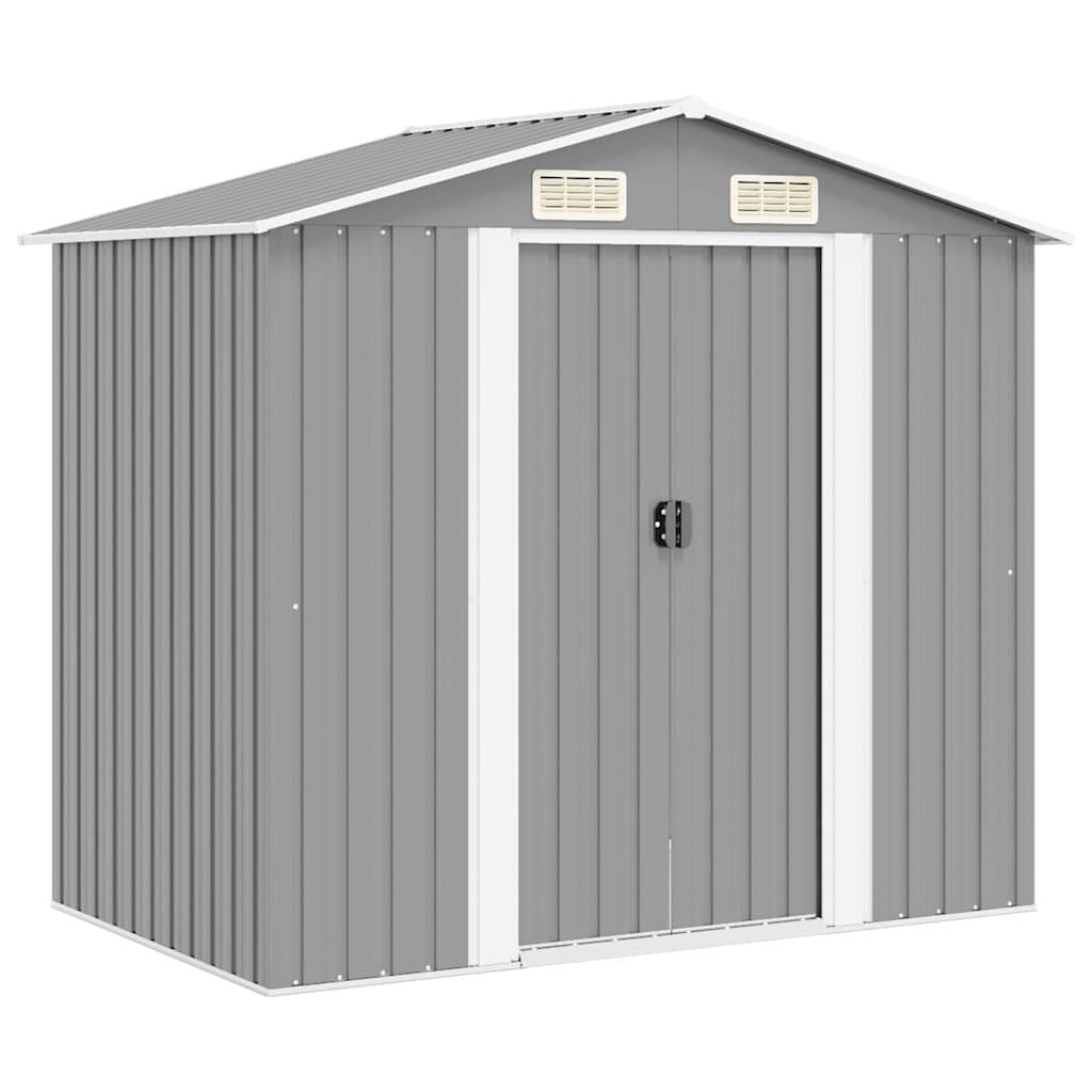 PANGIVO - Abri de jardin avec double porte coulissante - Acier galvanisé gris 204 x 132 x 186 cm - Surface au sol 2,31m² - PANGIVO - Image 1