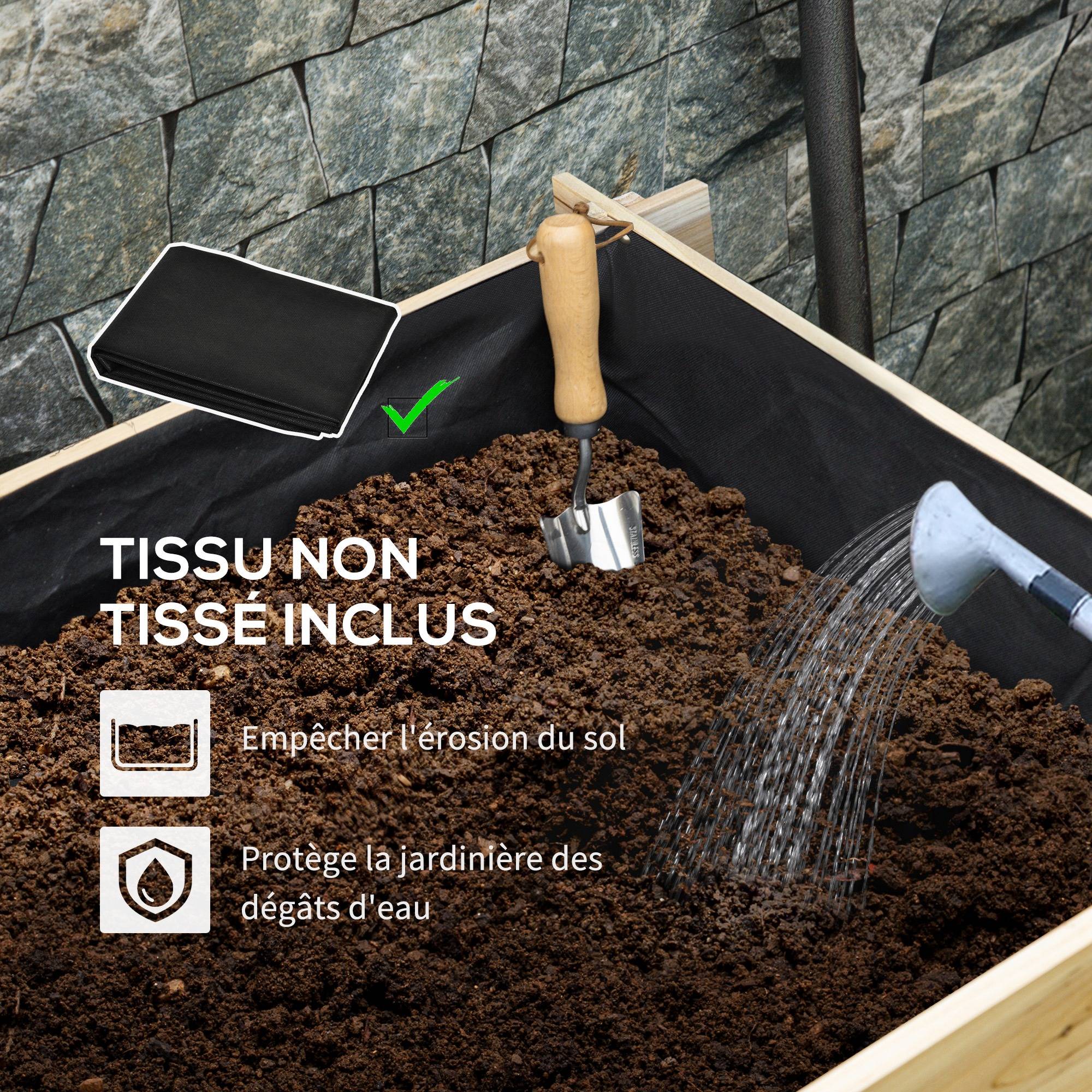 Sans Marque - Carré Potager de jardin en Bois massif, Jardinière Surélevé en Escalier 3 Niveaux, 93 x 93 x 35 cm, effet Bois Naturel - Image 9