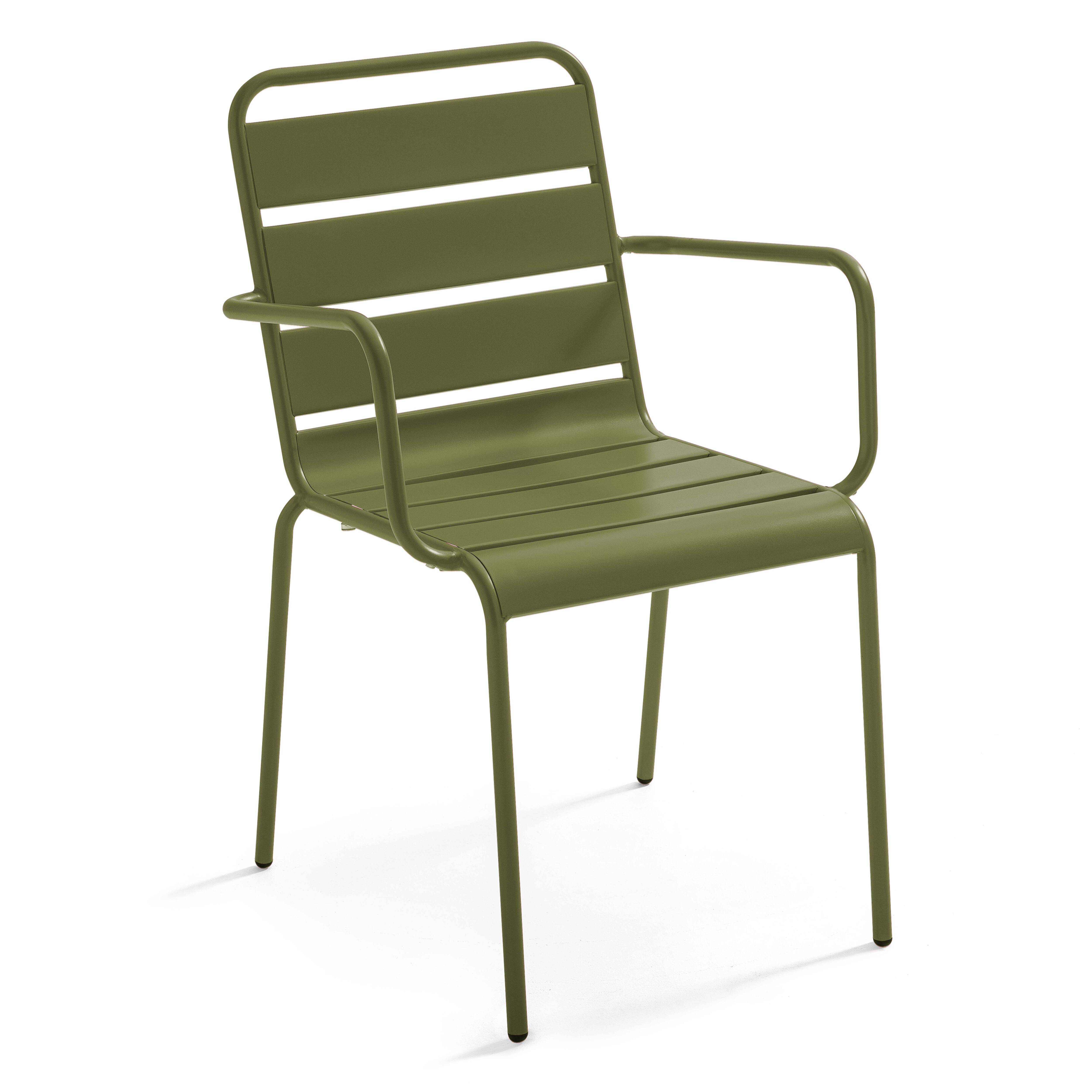 Oviala - Ensemble table de jardin et 8 fauteuils en métal vert Kaki Palavas - Oviala - Image 6