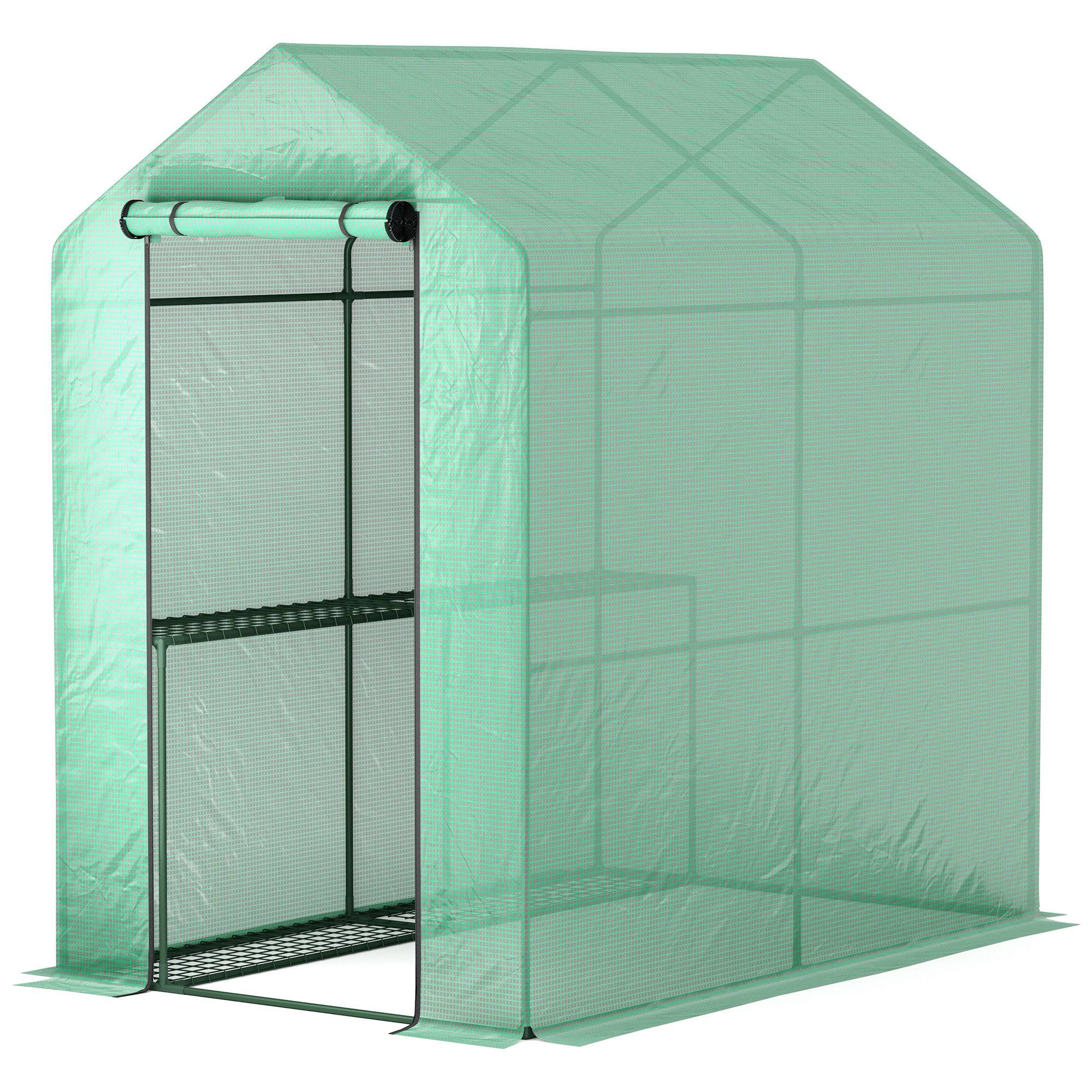 Serre balcon 2 niveaux 186x120x190 cm PE 140 g/m² acier verte, plantes légumes semis culture - Image 2