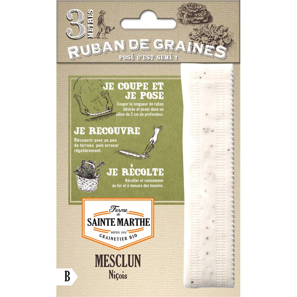 Carte ruban de Mesclun niçois Bio - Ferme de Sainte Marthe Livré en ruban de 3 mètres