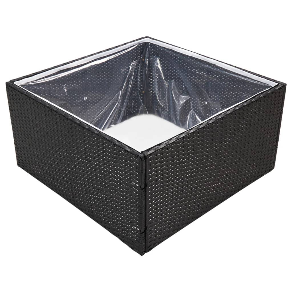 Jardinière Bac à Fleurs Pot De Fleurs - Noir 80x80x40 cm Résine tressée MP493 - Image 3