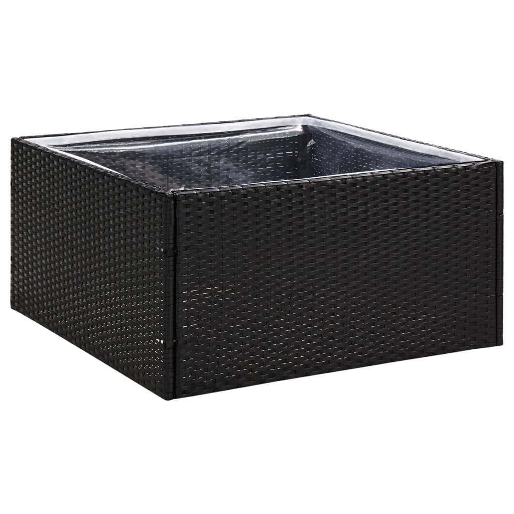 Jardinière Bac à Fleurs Pot De Fleurs - Noir 80x80x40 cm Résine tressée MP493 - Image 1