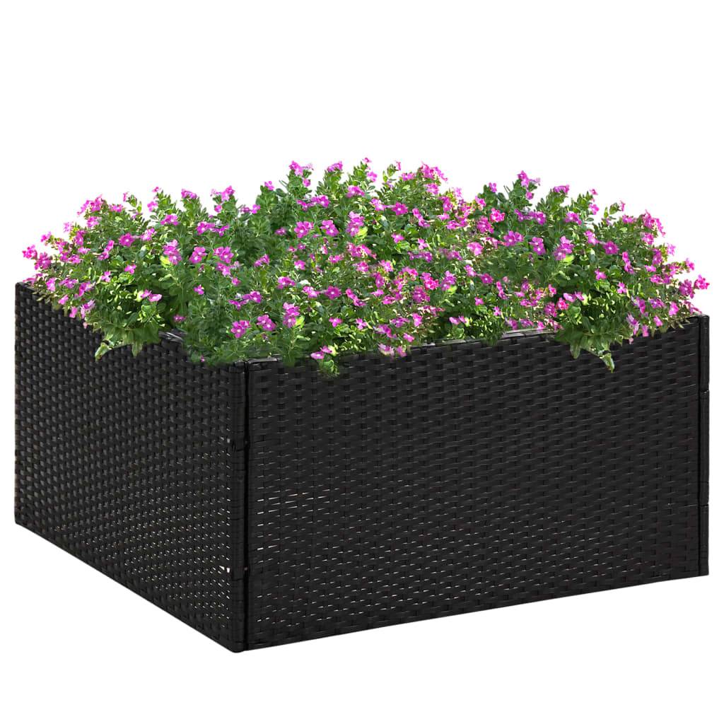 Jardinière Bac à Fleurs Pot De Fleurs - Noir 80x80x40 cm Résine tressée MP493 - Image 2