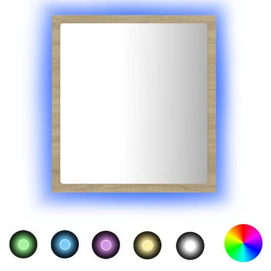 Miroir led de salle de bain 40 x 8,5 x 37 cm acrylique chêne - Image 3