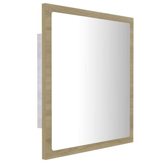 Miroir led de salle de bain 40 x 8,5 x 37 cm acrylique chêne - Image 1