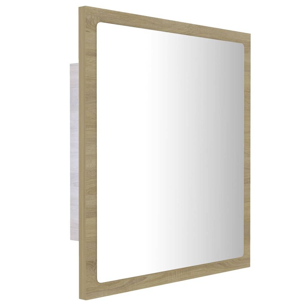 Miroir led de salle de bain 40 x 8,5 x 37 cm acrylique chêne - Image 1