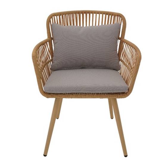 Salon de jardin GRANADA en acier et résine tressée tissu gris clair Beau Rivage - Image 6