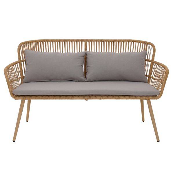 Salon de jardin GRANADA en acier et résine tressée tissu gris clair Beau Rivage - Image 5