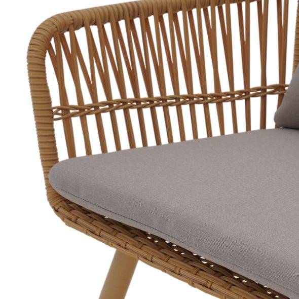 Salon de jardin GRANADA en acier et résine tressée tissu gris clair Beau Rivage - Image 4