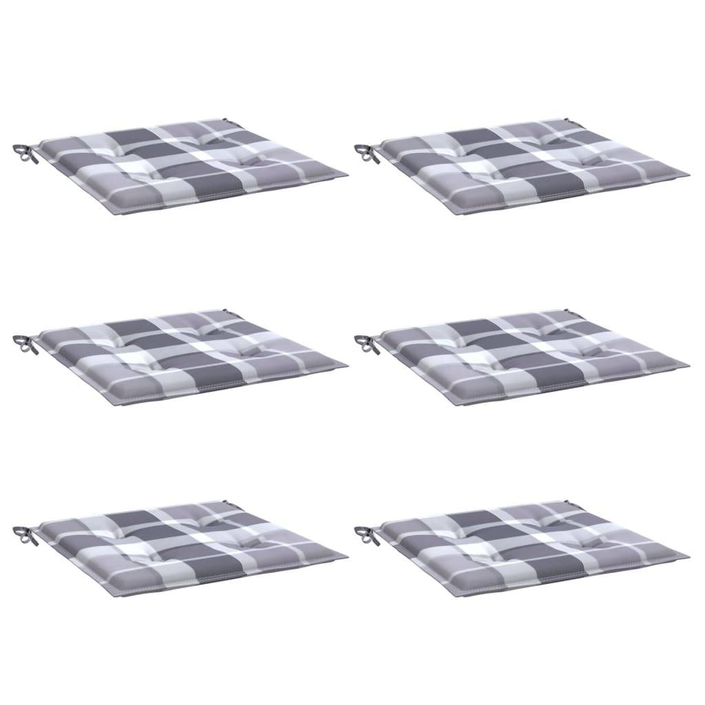 Lot de 6 Coussins de chaise de jardin carreaux gris 50x50x3 cm P141 - Image 3