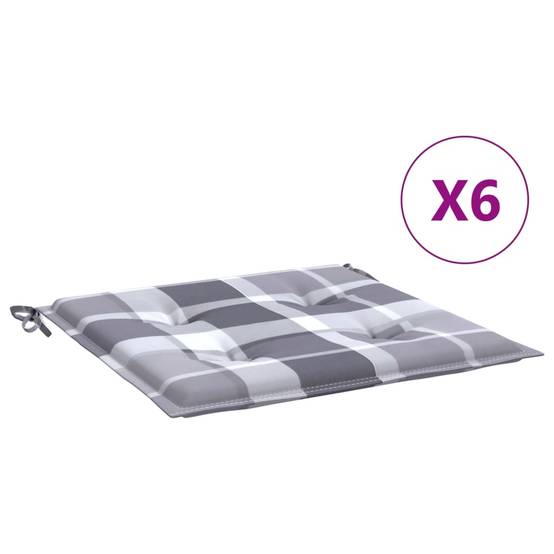 Lot de 6 Coussins de chaise de jardin carreaux gris 50x50x3 cm P141 - Image 1