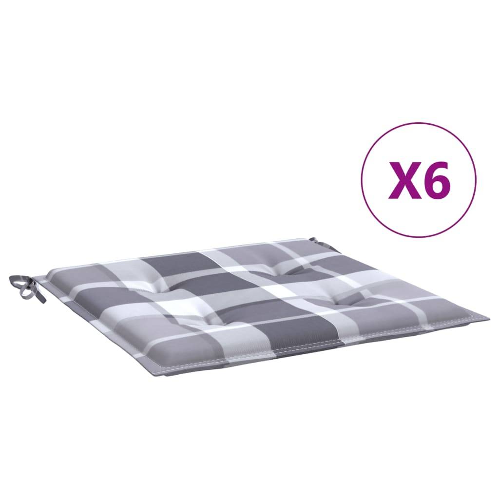 Lot de 6 Coussins de chaise de jardin carreaux gris 50x50x3 cm P141 - Image 1