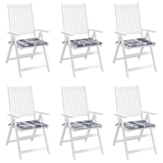 Lot de 6 Coussins de chaise de jardin carreaux gris 50x50x3 cm P141 - Image 4