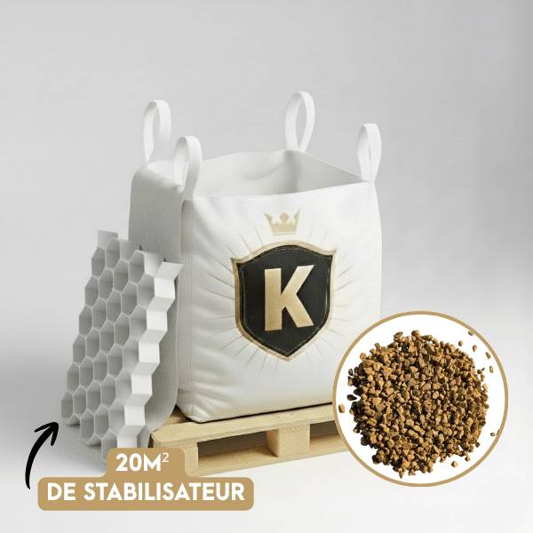 Kit Graviers jaune + dalles stabilisatrices = 1 Big Bag gravier jaune 6/10 1,5T [environ 20m2]  + 20m2 dalles stabilisatrices blanches - Image 1
