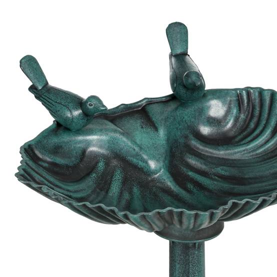 Abreuvoir oiseaux sur pied plastique jardin extérieur résistant gel 81cm vert foncé - ComfortXL Outdoor Living - Image 7