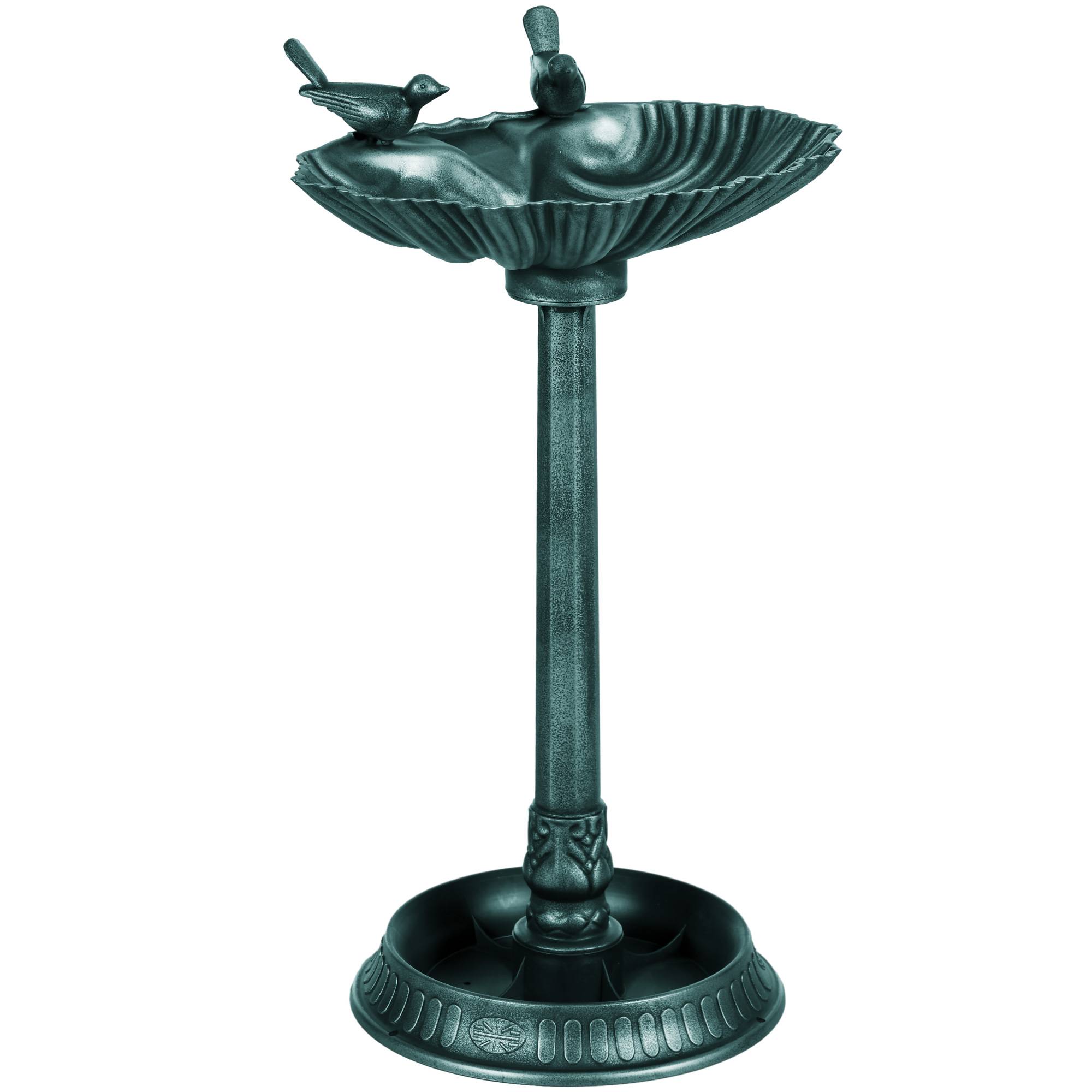 Abreuvoir oiseaux sur pied plastique jardin extérieur résistant gel 81cm vert foncé - ComfortXL Outdoor Living - Image 2