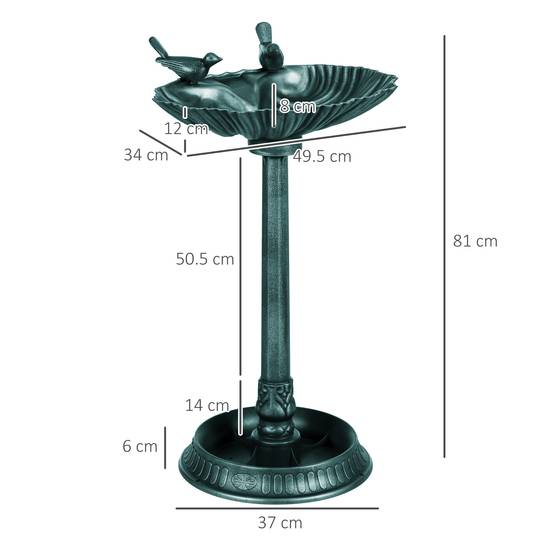 Abreuvoir oiseaux sur pied plastique jardin extérieur résistant gel 81cm vert foncé - ComfortXL Outdoor Living - Image 3