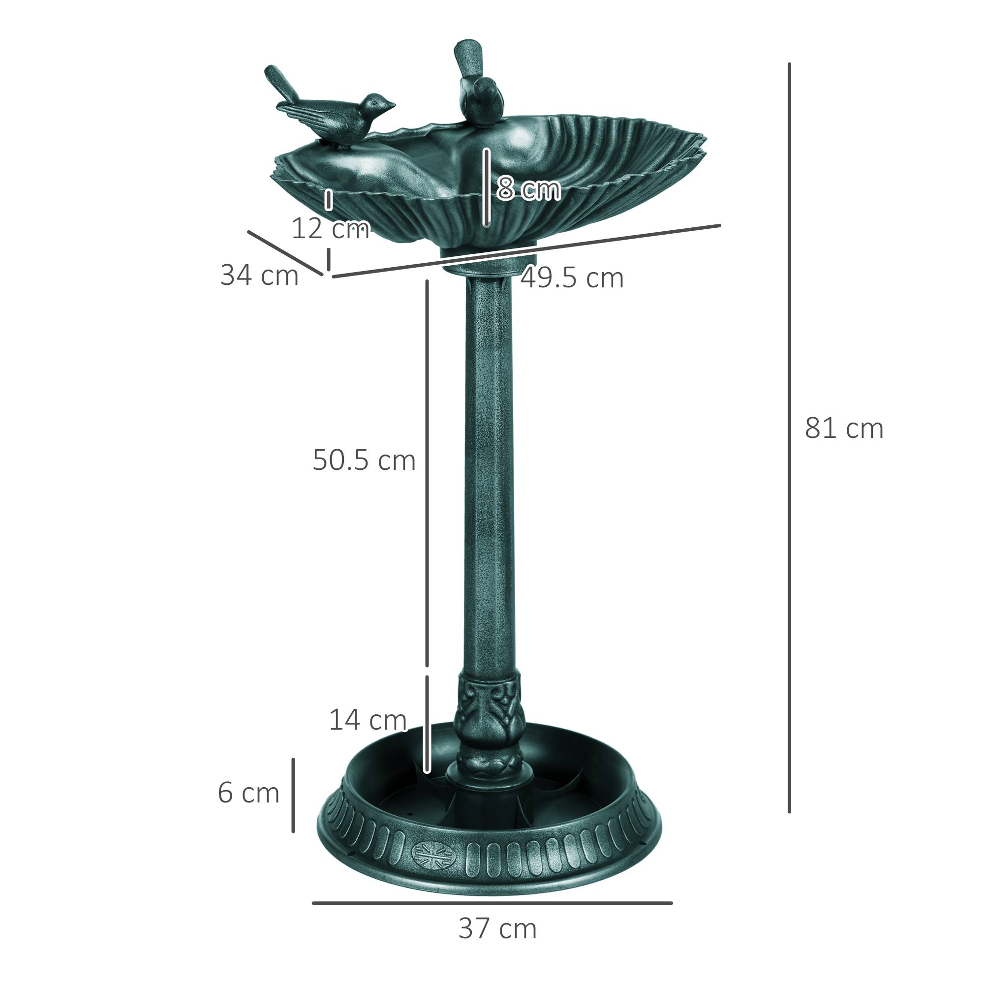 Abreuvoir oiseaux sur pied plastique jardin extérieur résistant gel 81cm vert foncé - ComfortXL Outdoor Living - Image 3