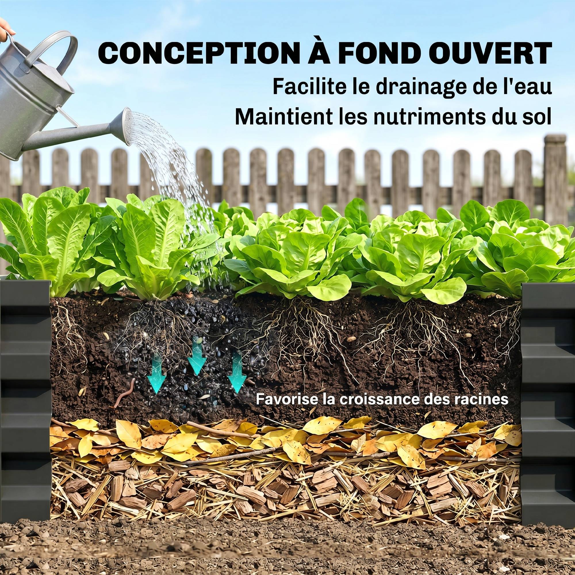 Lot de 2 carrés potagers de jardin rectangulaire tôle d'acier ondulée 120 x 60 x 30,5 cm gris - Image 8