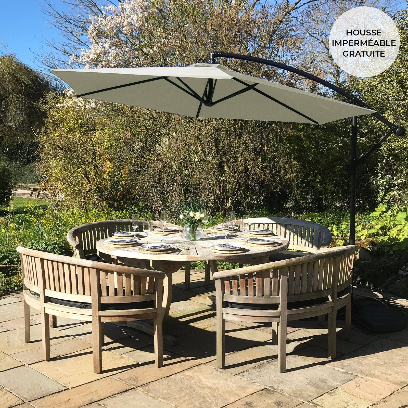 Monstershop - Parasol Cantilever Crème 3m x 3m x 2.5m - Image 2