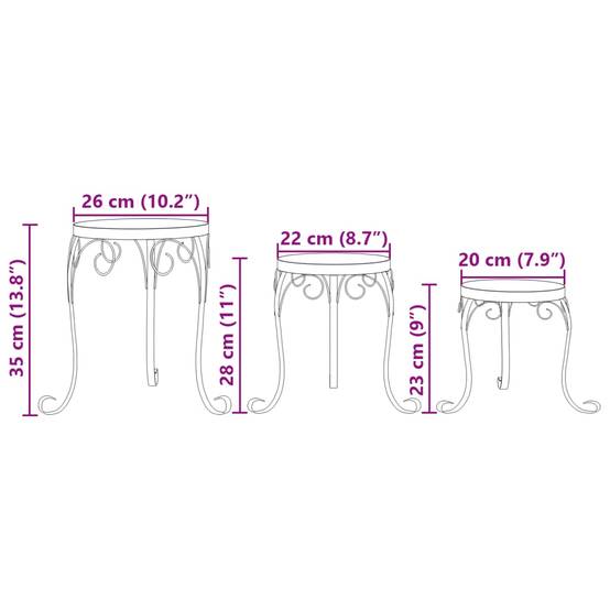 Lot de 3 Supports de Fleurs Gigognes en Fer et Céramique Mosaïque pour Balcon Terre Cuite et Blanc – ComfortXL Outdoor Living - Image 9