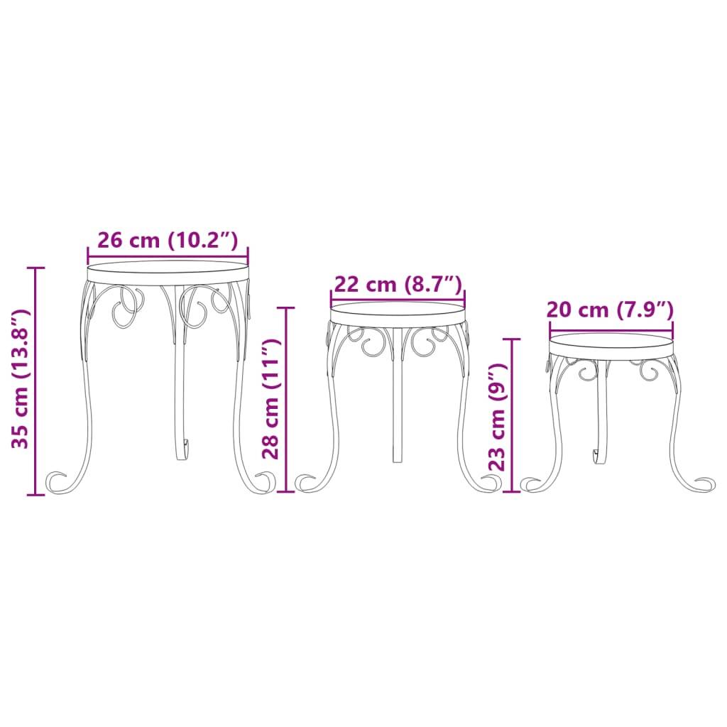 Lot de 3 Supports de Fleurs Gigognes en Fer et Céramique Mosaïque pour Balcon Terre Cuite et Blanc – ComfortXL Outdoor Living - Image 9