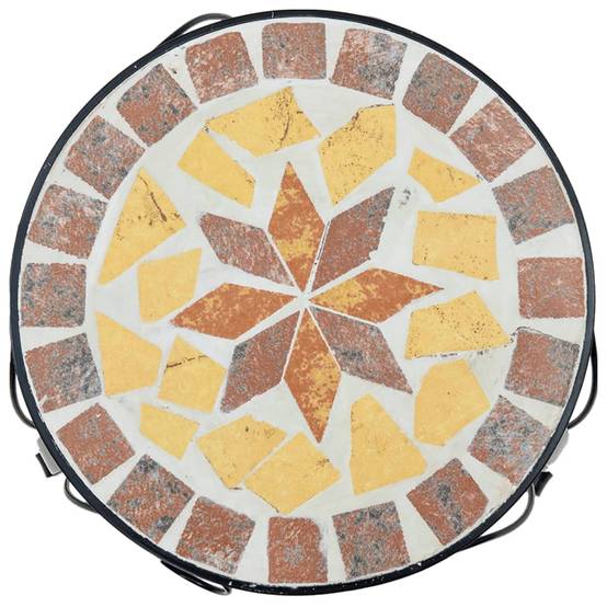 Lot de 3 Supports de Fleurs Gigognes en Fer et Céramique Mosaïque pour Balcon Terre Cuite et Blanc – ComfortXL Outdoor Living - Image 5