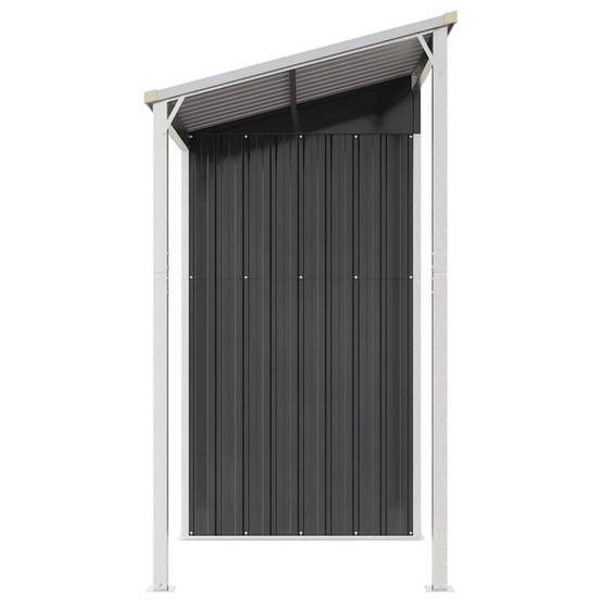 Abri de jardin Acier Galvanisé avec Bûcher Toit Prolongé Outils 277x107cm Anthracite - ComfortXL Outdoor Living - Image 5