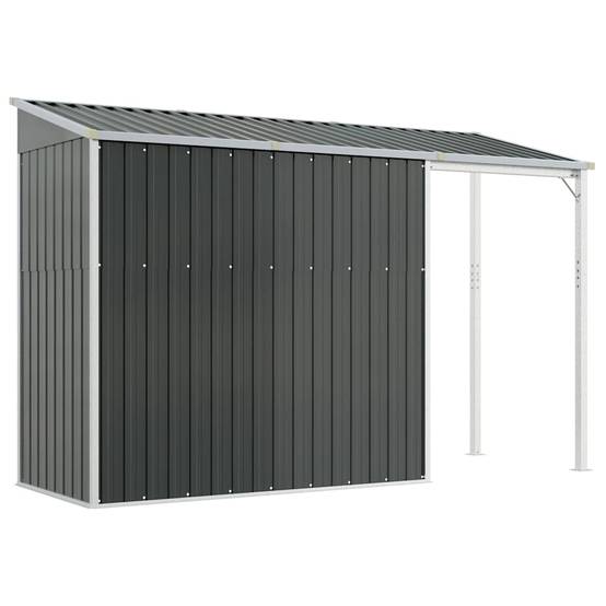 Abri de jardin Acier Galvanisé avec Bûcher Toit Prolongé Outils 277x107cm Anthracite - ComfortXL Outdoor Living - Image 6