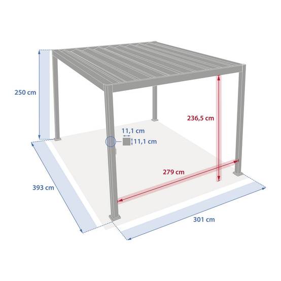 Hesperide - Pergola bioclimatique autoportante Evora 4x3m gris graphite Hespéride - Image 8