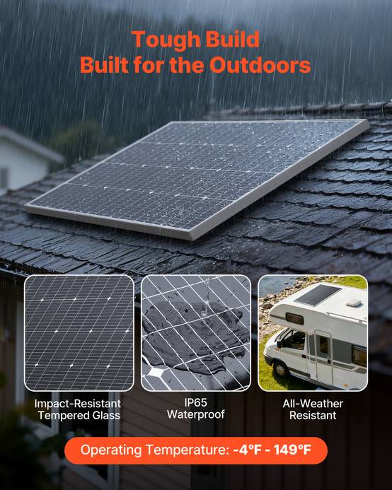 VEVOR Panneau Solaire Monocristallin Module Photovoltaïque 100 W Lot de 2 23 % - Image 5
