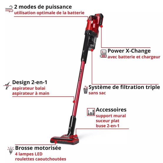 Einhell - Aspirateur-balai sans fil – TE-SV 18 Li – Batterie 4,0 Ah incluse – 2-en-1 – Plateforme Power X-Change - Image 4