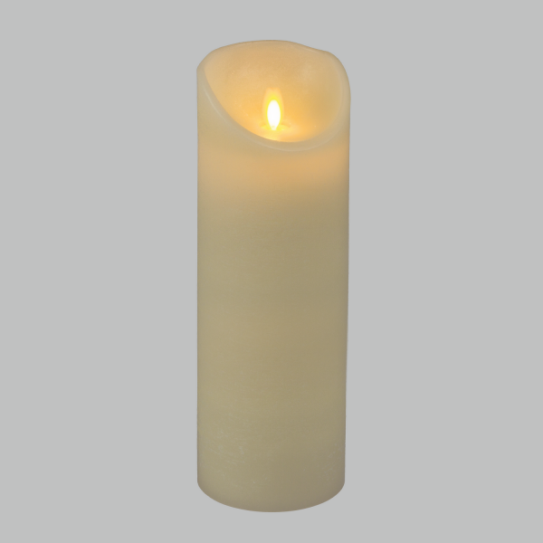 Lotti - Bougie LED en cire Ivoire Flamme en mouvement vacillante à piles H28cm large 9cm Timer Blanc chaud Lotti - Image 1