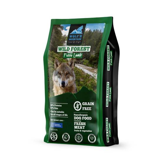 0 - Croquettes pour chien adulte à l'agneau Wolf's Mountain Wild Forest 12kg