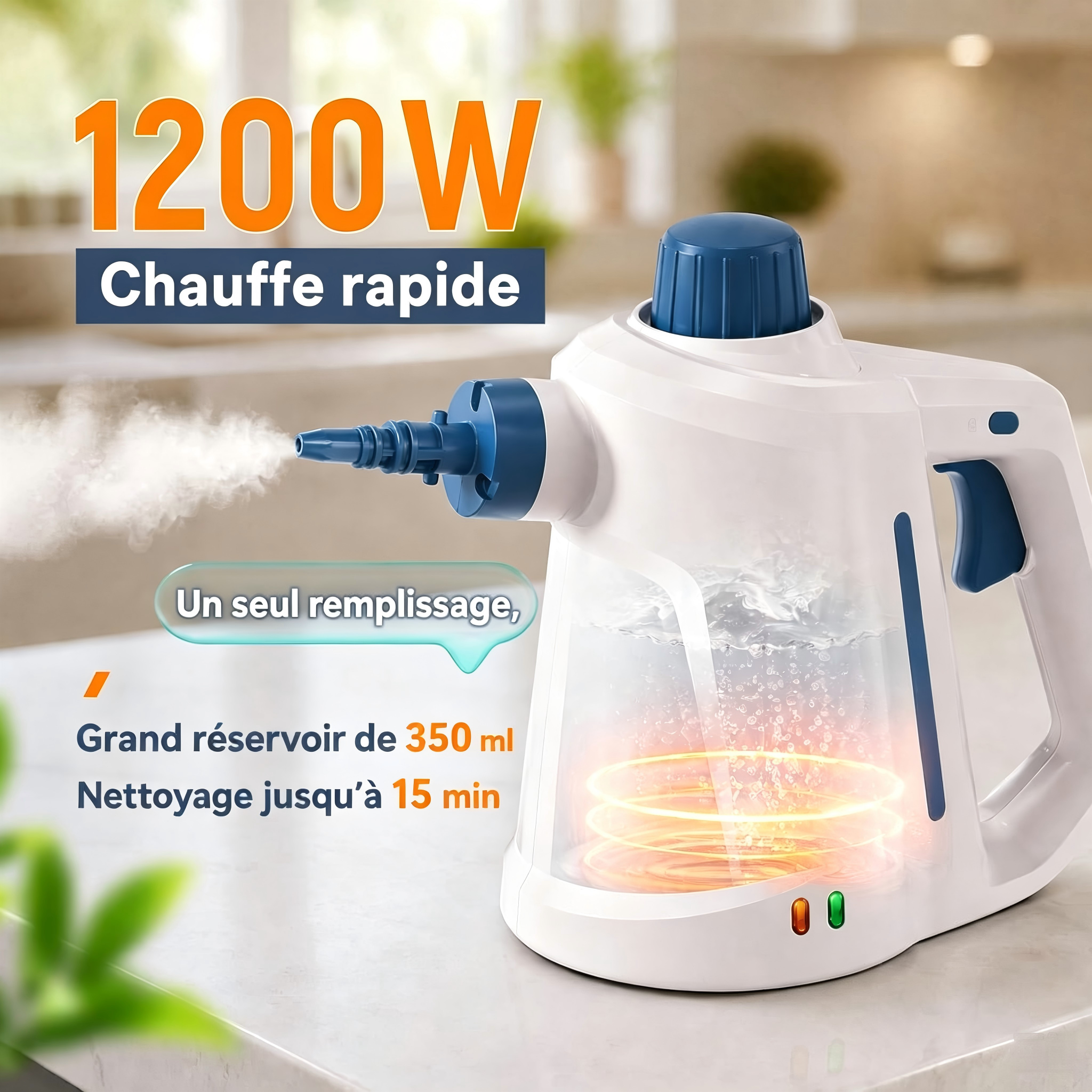 Sans Marque - Nettoyeur vapeur 1500 W, balai vapeur 2 en 1 Traumheim - Image 3